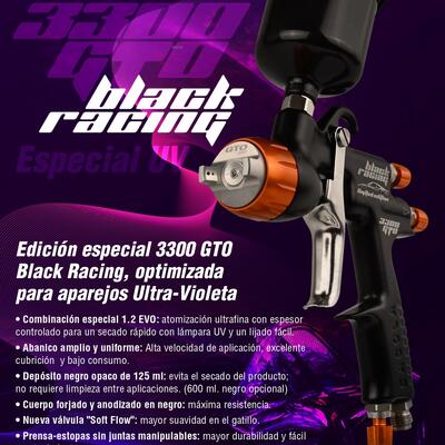 The new Sagola 3300 GTO Black Racing UV applies just the right amount—no more, no less.